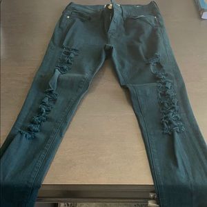 Frame Dark green Distressed jeans